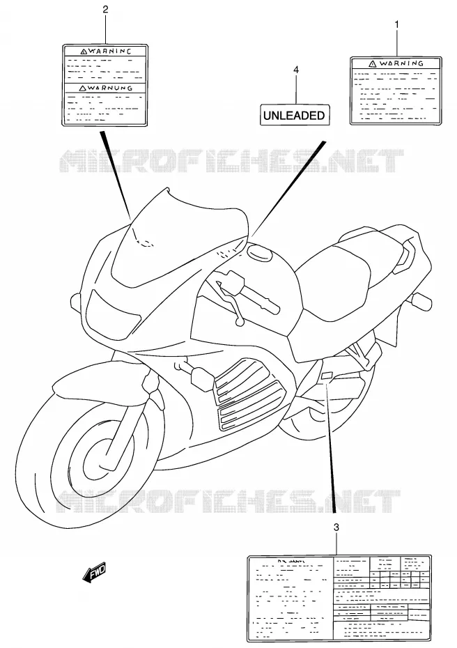 ETIQUETTE (MODELE R/S) Suzuki MOTO 900 RF 1998  RF900RW(E2)