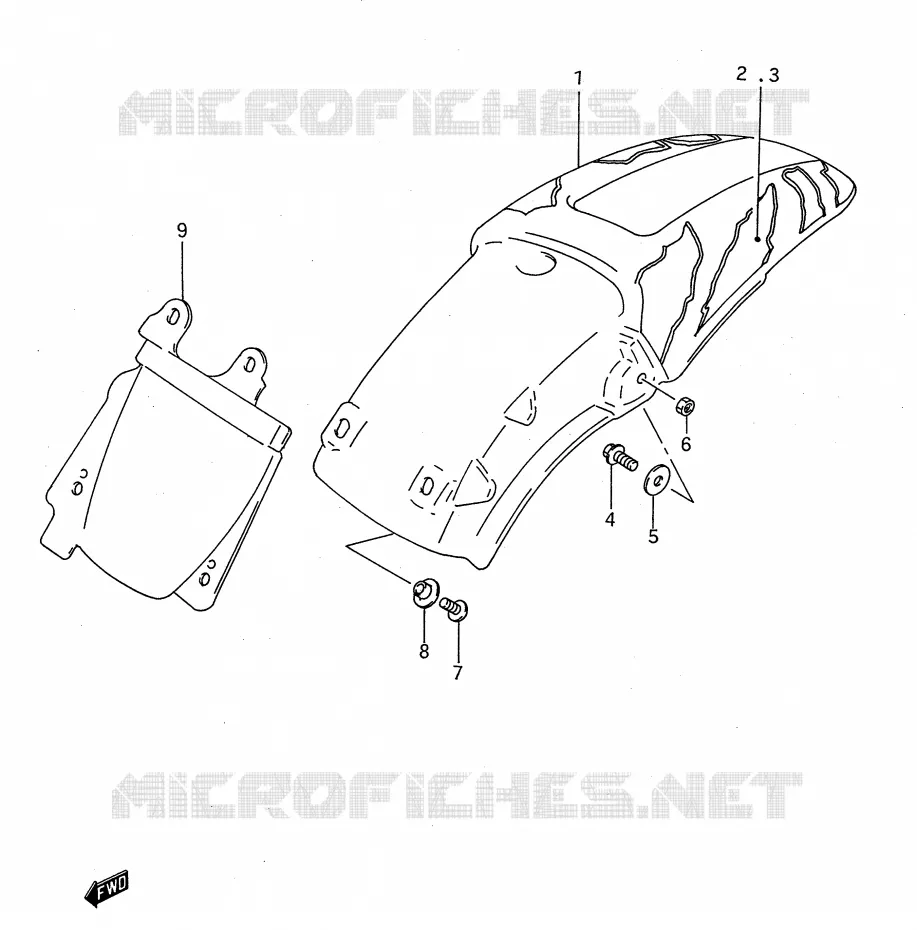 GARDE BOUE ARRIERE (MODELE N) Suzuki MOTO 125 RM 1992  RM125N(E28)