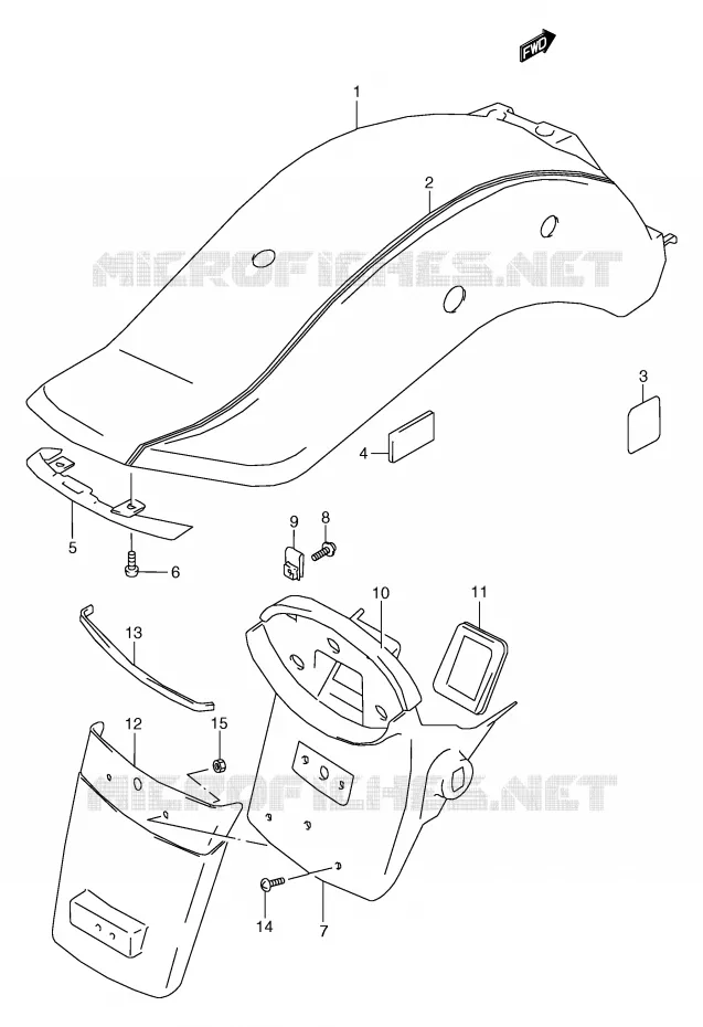 GARDE BOUE ARRIERE (MODELE X) Suzuki MOTO 800 MARAUDER 2000  VZ800Y(E2)