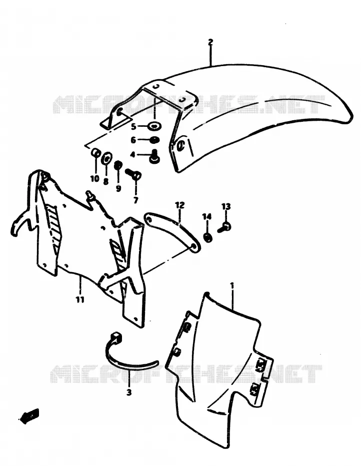 GARDE BOUE ARRIERE Suzuki MOTO 500 RM 1985  RM500F