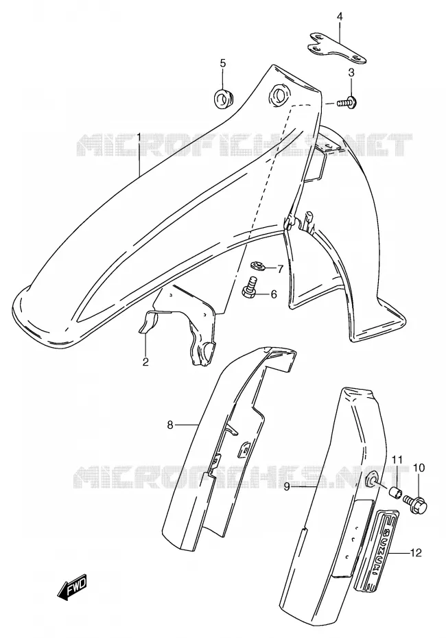 GARDE BOUE AVANT (MODELE M) Suzuki SCOOTER 50 Autres-modeles 1996  RC50T(E1)