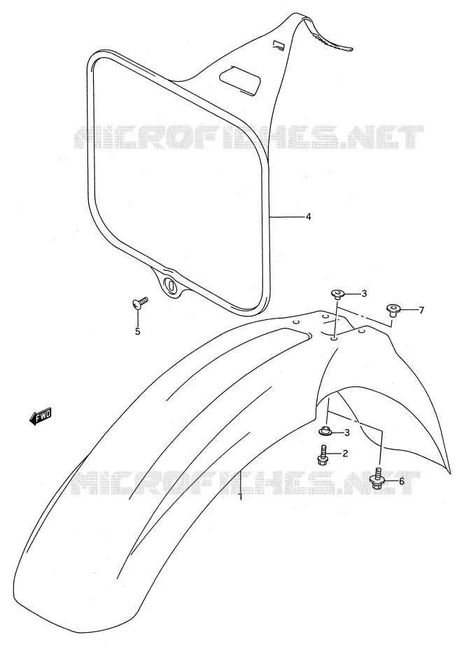 GARDE BOUE AVANT Suzuki MOTO 250 RM 1994  RM250R(E28)