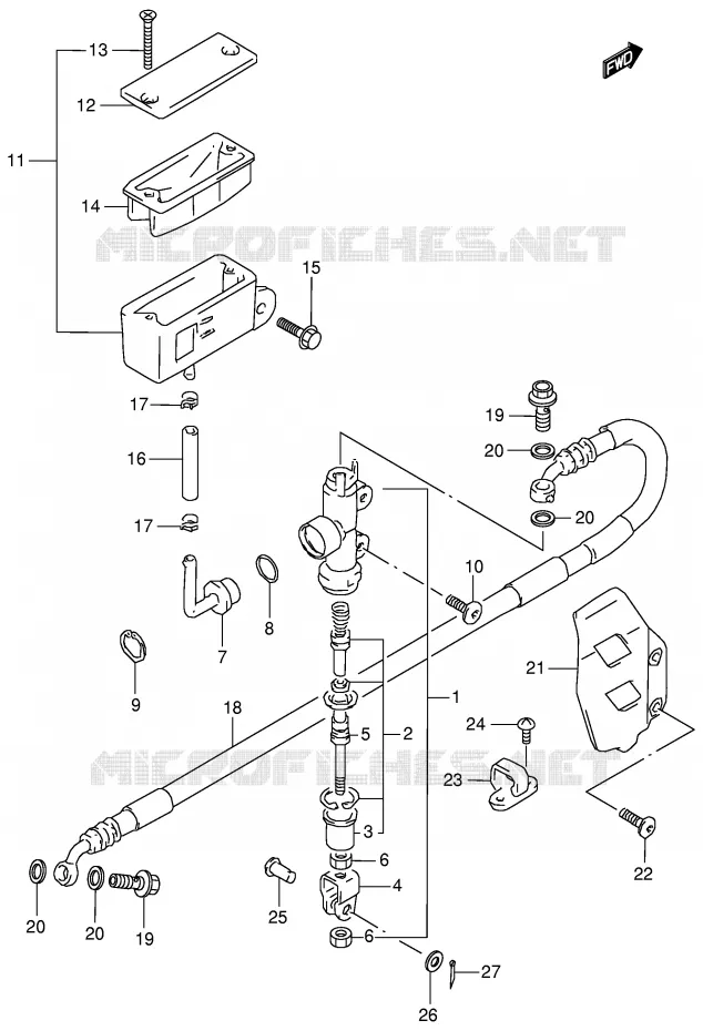 MAITRE CYLINDRE ARRIERE (MODELE T) Suzuki MOTO 125 RM 1999  RM125X(E2)