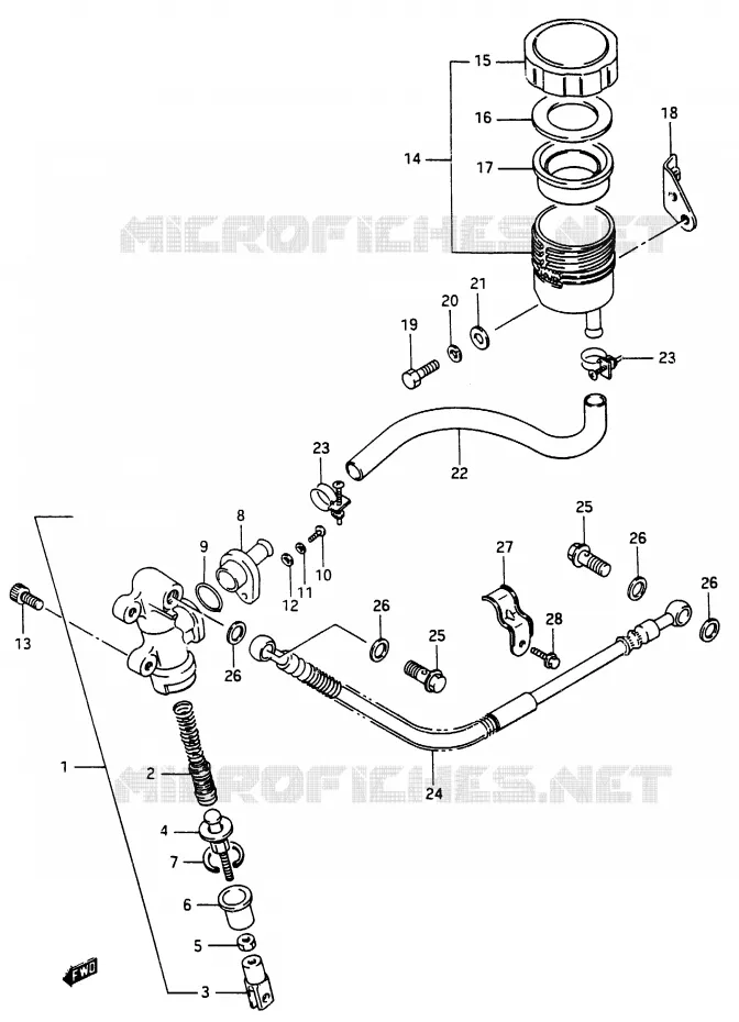 MAITRE CYLINDRE ARRIERE Suzuki MOTO 250 RG 1987  RG250FH(G/H)