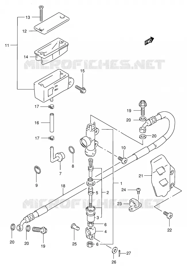 MAITRE CYLINDRE ARRIERE Suzuki MOTO 250 RM 1998  RM250W(E3/E28)