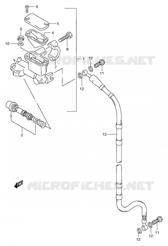 MAITRE CYLINDRE AVANT (MODELE T/V/W) Suzuki MOTO 250 RM 1997  RM250V(E3/E28)