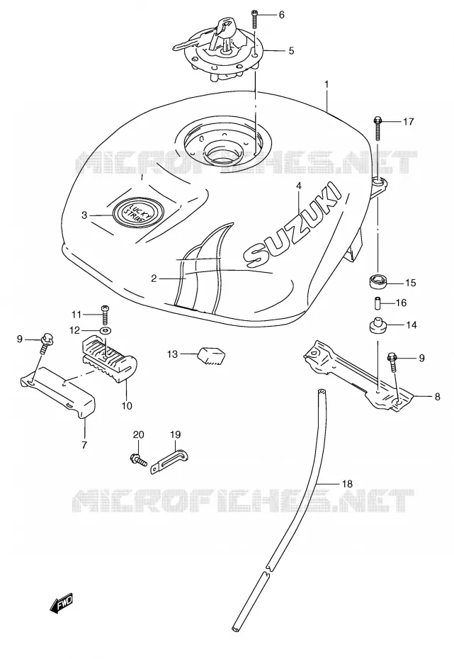 RESERVOIR D'ESSENCE (FOR G11) Suzuki MOTO 250 RG 1997  RGV250V(E1)