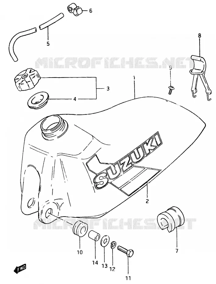 RESERVOIR D'ESSENCE (MODELE E) Suzuki MOTO 500 RM 1983  RM500D(D/E)