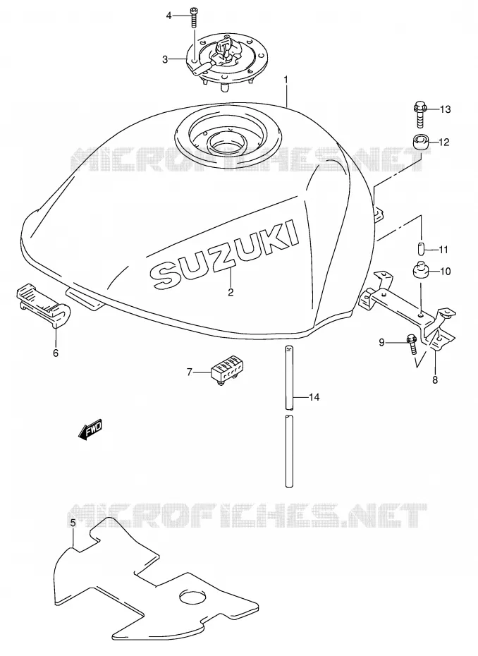 RESERVOIR D'ESSENCE (MODELE P/R/S/T) Suzuki MOTO 600 RF 1993  RF600RUP(E2)