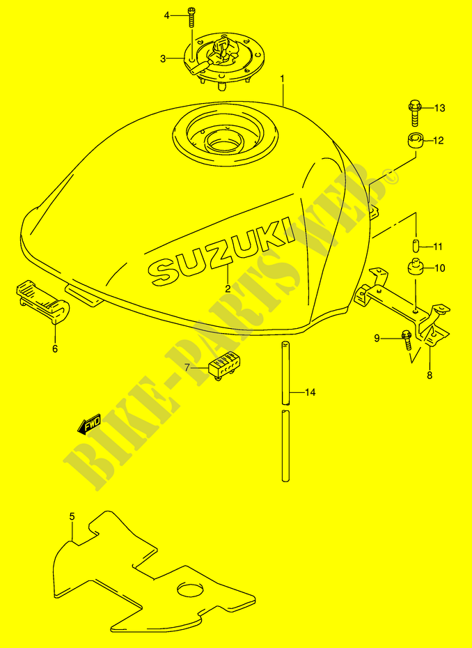 RESERVOIR D'ESSENCE (MODELE P/R/S/T) pour Suzuki RF 600 1994