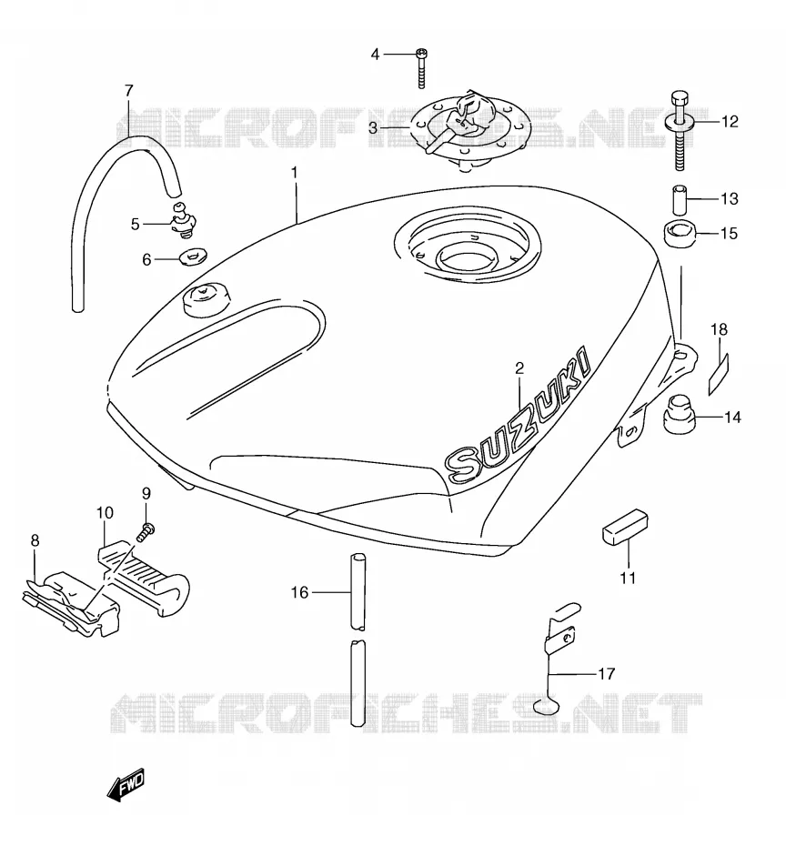RESERVOIR D'ESSENCE (MODELE P/R/T) Suzuki MOTO 250 RG 1991  RGV250M(E24)