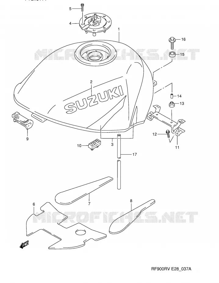 RESERVOIR D'ESSENCE (MODELE T) Suzuki MOTO 900 RF 1997  RF900RV(E28)