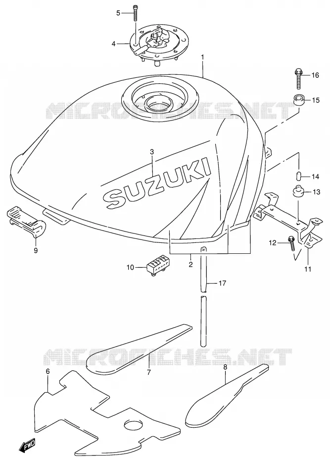 RESERVOIR D'ESSENCE (MODELE V) Suzuki MOTO 900 RF 1996  RF900RT(E2)