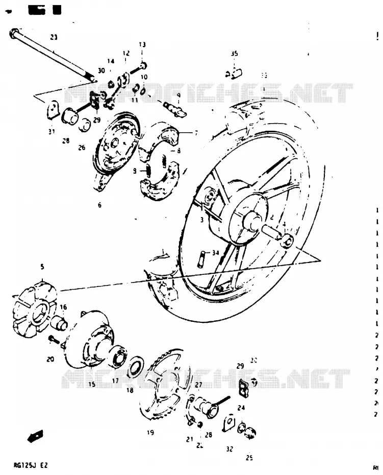 ROUE ARRIERE Suzuki MOTO 125 RG 1988  RG125BJ(G/H/J)