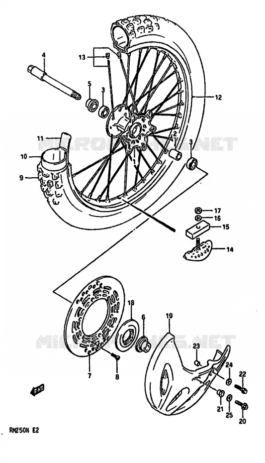 ROUE AVANT (MODELE N) Suzuki MOTO 250 RM 1989  RM250K(K/L/M/N)
