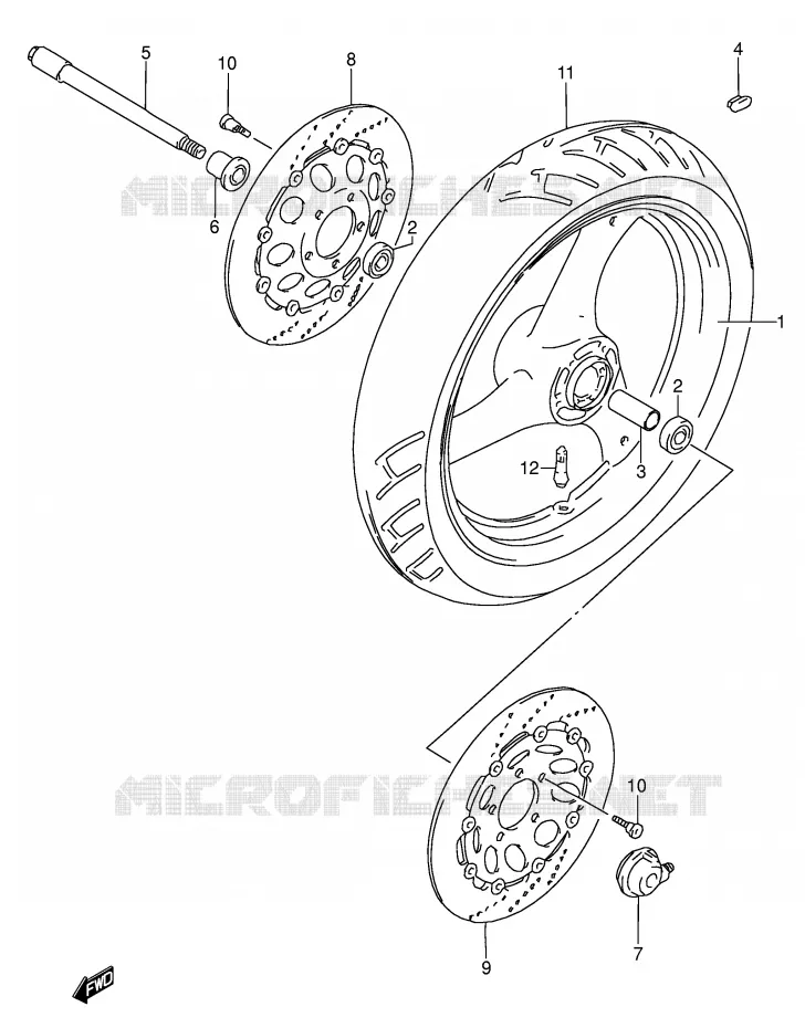 ROUE AVANT (MODELE S/T/V) Suzuki MOTO 600 RF 1994  RF600RUR(E2)