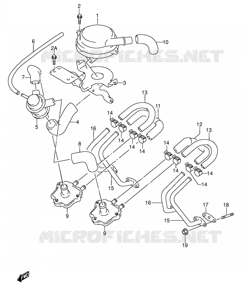SYSTÈME DE RECYCLAGE GAZ D'ECHAPPEMENT (MODELE P/R E18/E39) Suzuki MOTO 600 RF 1997  RF600RV(E2)