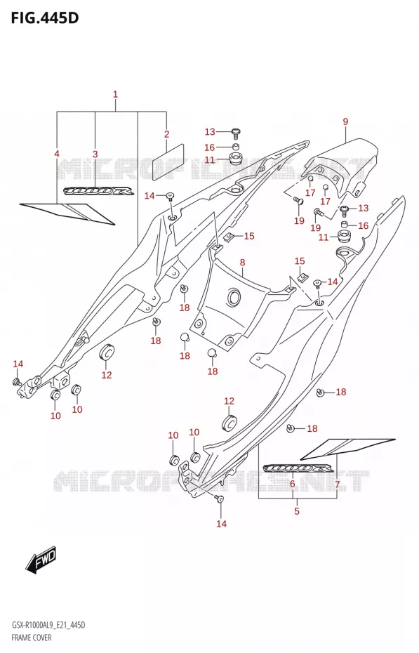 CARENAGES ARRIEREX-R1000RA,GSX-R1000RZA) Suzuki MOTO 1000 GSX-R 2019  GSX-R1000RA L9 / GSX-R1000RZA L9 (E21)