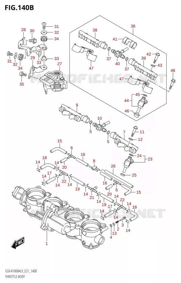 CORPS DE PAPILLON Suzuki MOTO 1000 GSX-R 2019  GSX-R1000RA L9 / GSX-R1000RZA L9 (E21)