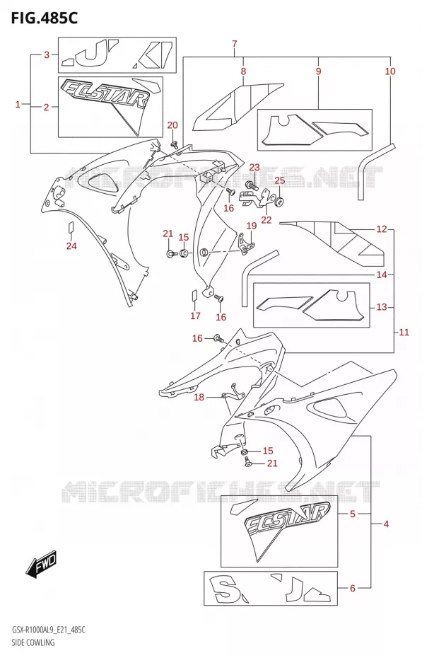 FLANCS DE CARENAGES000A)(SEE NOTE 1) Suzuki MOTO 1000 GSX-R 2019  GSX-R1000RA L9 / GSX-R1000RZA L9 (E21)