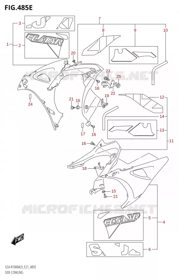 FLANCS DE CARENAGES000RA)(SEE NOTE 1) Suzuki MOTO 1000 GSX-R 2019  GSX-R1000RA L9 / GSX-R1000RZA L9 (E21)