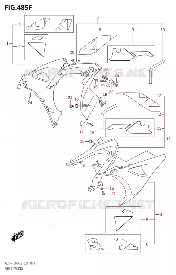 FLANCS DE CARENAGES000RZA) Suzuki MOTO 1000 GSX-R 2019  GSX-R1000RA L9 / GSX-R1000RZA L9 (E21)
