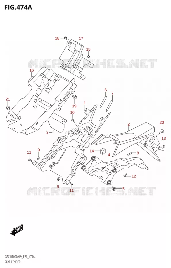 GARDE BOUE ARRIERE Suzuki MOTO 1000 GSX-R 2019  GSX-R1000RA L9 / GSX-R1000RZA L9 (E21)