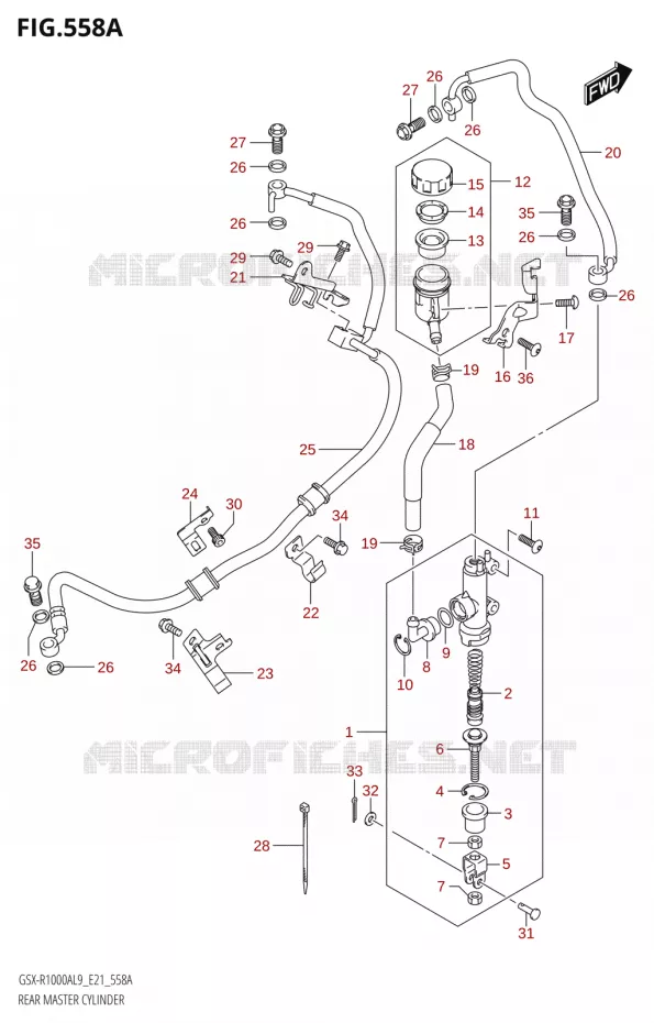 MAITRE CYLINDRE ARRIERE Suzuki MOTO 1000 GSX-R 2019  GSX-R1000RA L9 / GSX-R1000RZA L9 (E21)