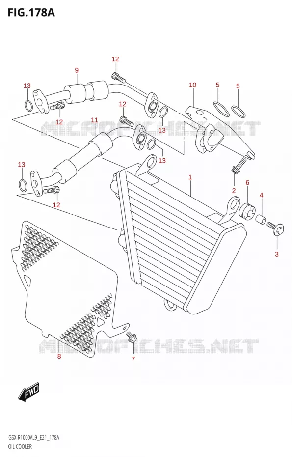 RADIATEUR D'HUILE Suzuki MOTO 1000 GSX-R 2019  GSX-R1000A L9 (E21)