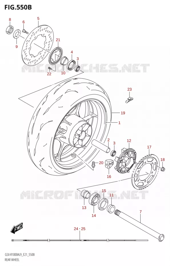 ROUE ARRIERE-R1000A) Suzuki MOTO 1000 GSX-R 2019  GSX-R1000RA L9 / GSX-R1000RZA L9 (E21)