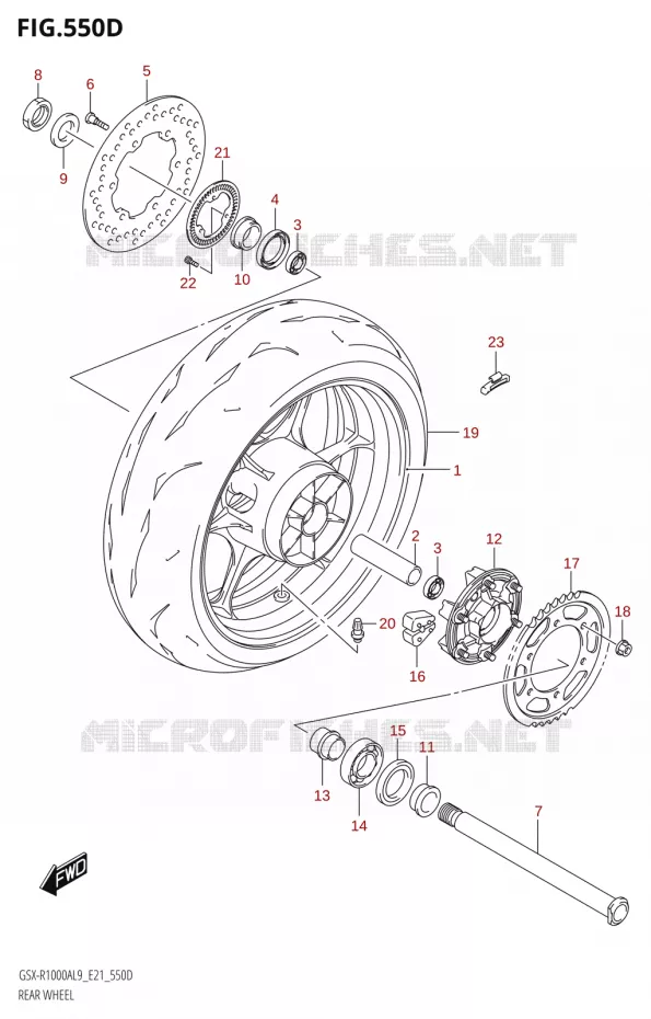 ROUE ARRIERE-R1000RZA) Suzuki MOTO 1000 GSX-R 2019  GSX-R1000A L9 (E21)