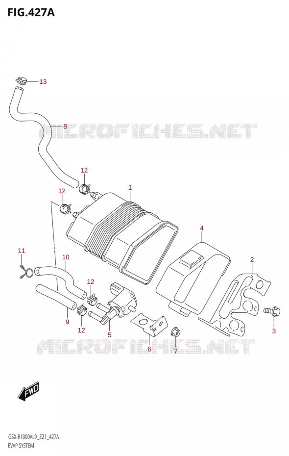SYSTÈME DE RECYCLAGE VAPEURS CARBURANT Suzuki MOTO 1000 GSX-R 2019  GSX-R1000RA L9 / GSX-R1000RZA L9 (E21)