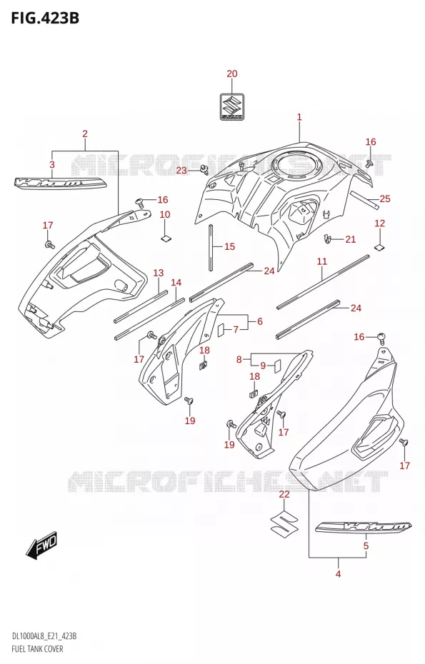 COUVRE RESERVOIRDL1000A:L8:E21) Suzuki MOTO 1000 V-STROM 2018  DL1000AL8 E21