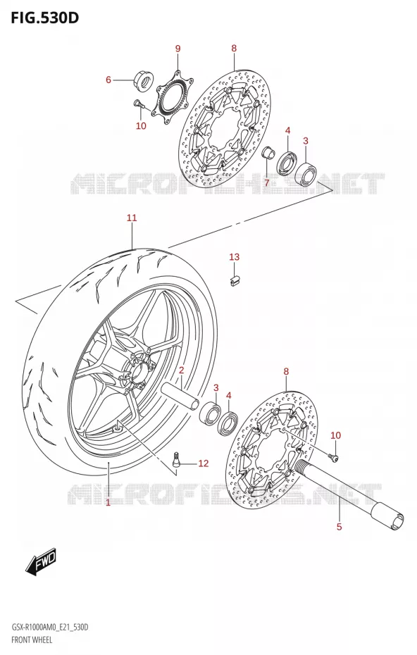 ROUE AVANT (GSX-R1000RZA) Suzuki MOTO 1000 GSX-R 2020  GSX-R1000RA M0 / GSX-R1000RZA M0 (E21)