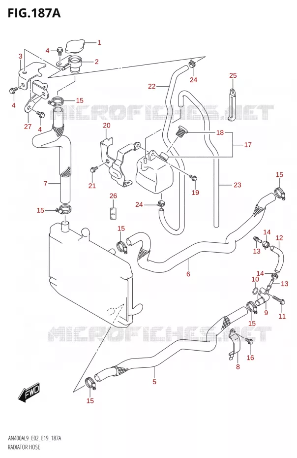 DURITE DE RADIATEUR Suzuki SCOOTER 400 BURGMAN 2019  AN400A L9 (E02,E19)