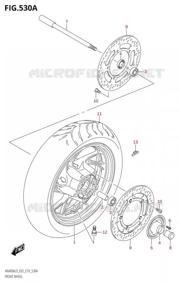 ROUE AVANT Suzuki SCOOTER 400 BURGMAN 2019  AN400A L9 (E02,E19)