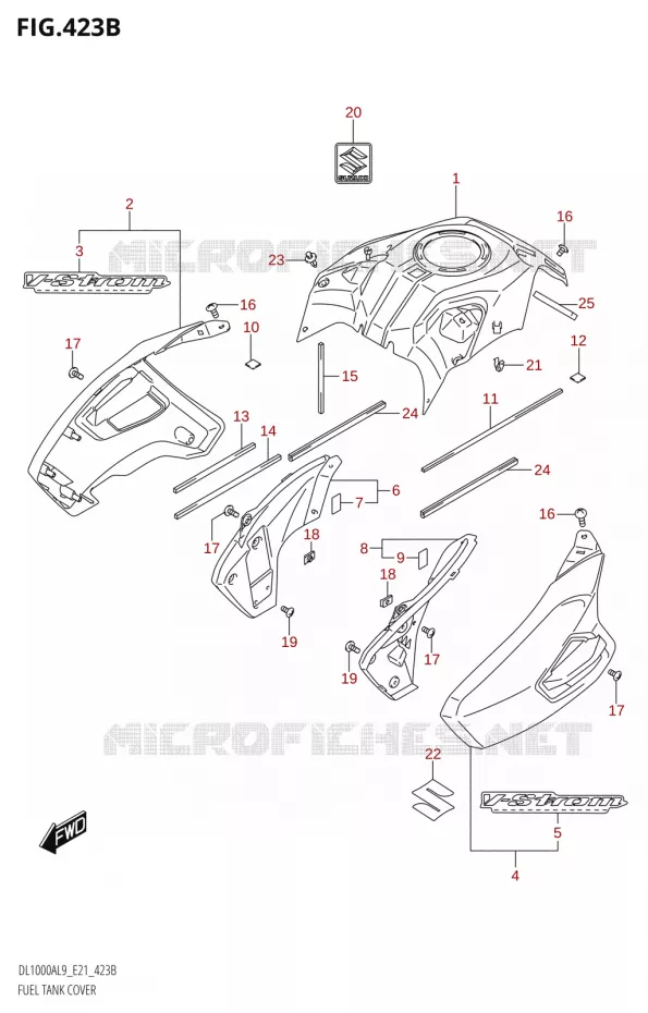 COUVRE RESERVOIRDL1000A:L9:E21) Suzuki MOTO 1000 V-STROM 2019  DL1000A L9 (E21)