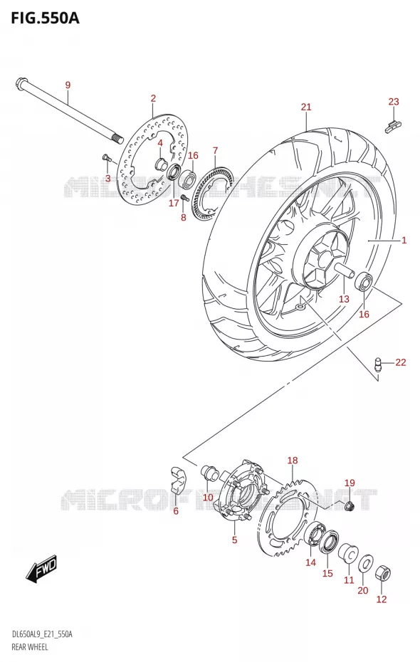 ROUE ARRIERE50A,DL650AUE) Suzuki MOTO 650 V-STROM 2019  DL650XA L9 (E21)