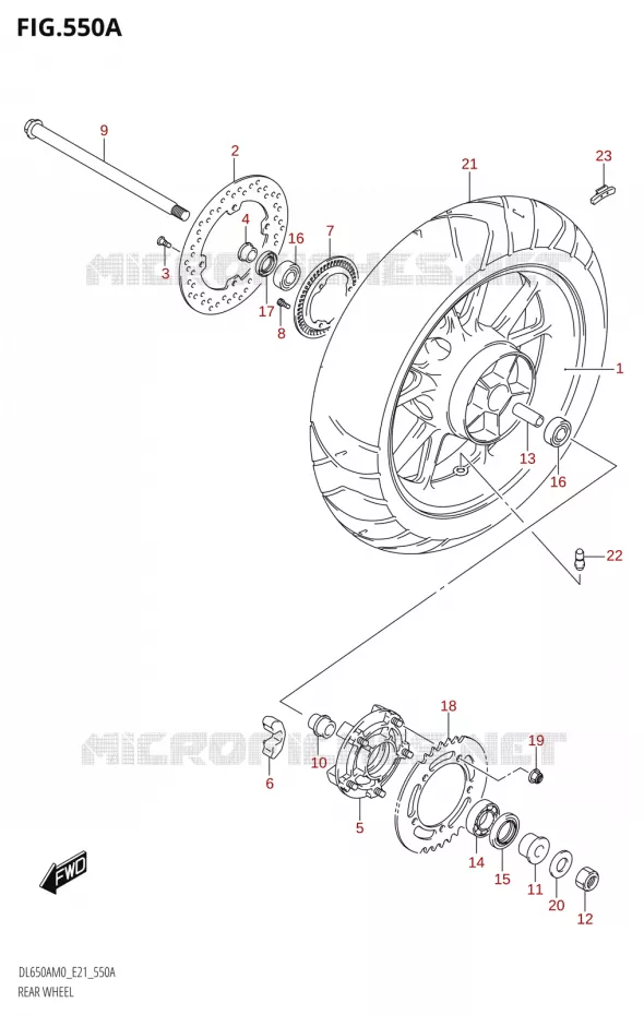 ROUE ARRIERE50A,DL650AUE) Suzuki MOTO 650 V-STROM 2020  DL650XA M0 (E21)