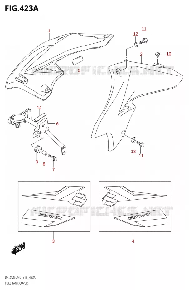 RESERVOIR D'ESSENCE - COUVERCLES Suzuki MOTO 125 DR-Z 2020  DR-Z125L M0 (E19)