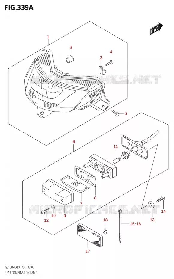 ENSEMBLE FEU ARRIERE Suzuki MOTO 150 INTRUDER 2019  GL150RLA L9 (P01)