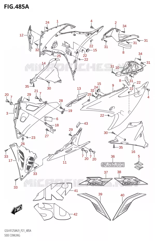 FLANCS DE CARENAGES Suzuki MOTO 125 GSX-R 2019  GSX-R125XA L9 (P21)