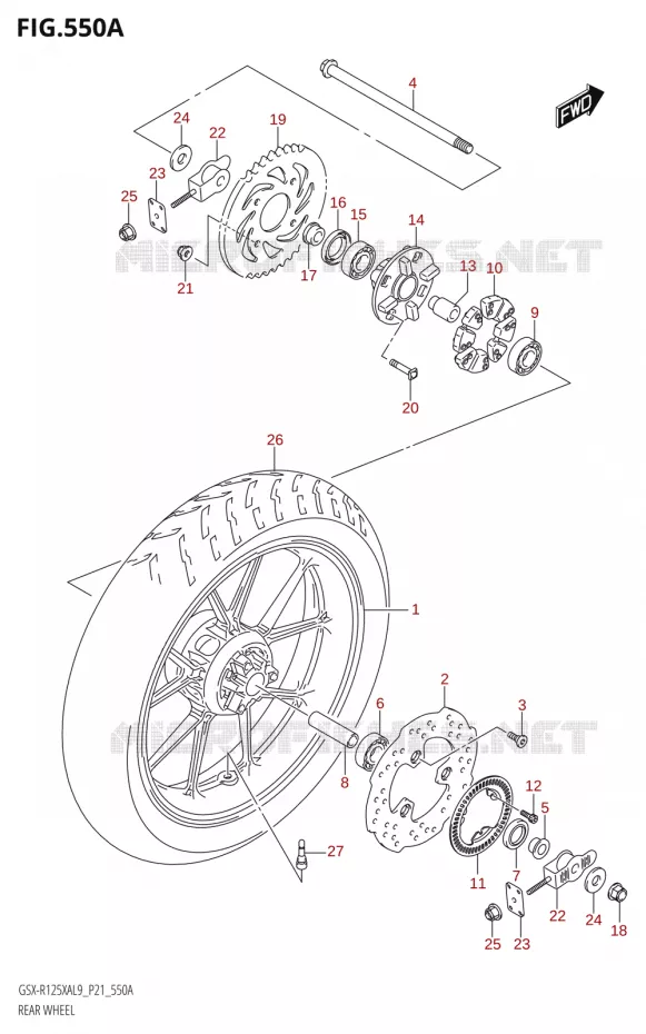 ROUE ARRIERE Suzuki MOTO 125 GSX-R 2019  GSX-R125XA L9 (P21)