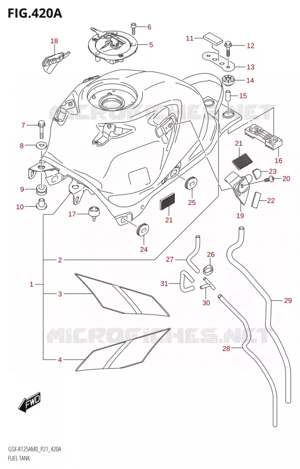 RESERVOIR D'ESSENCE Suzuki MOTO 125 GSX-R 2020  GSX-R125XA M0 (P21)