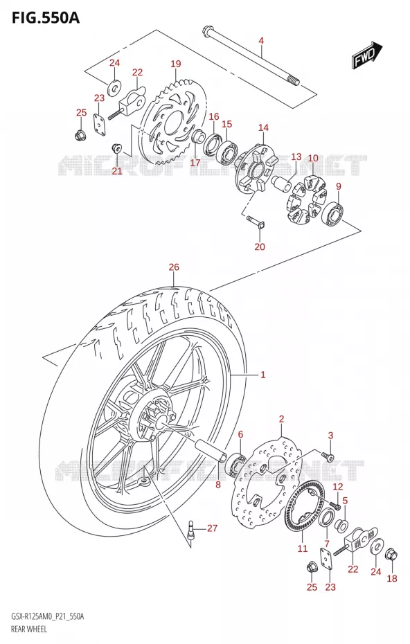 ROUE ARRIERE Suzuki MOTO 125 GSX-R 2020  GSX-R125XA M0 (P21)