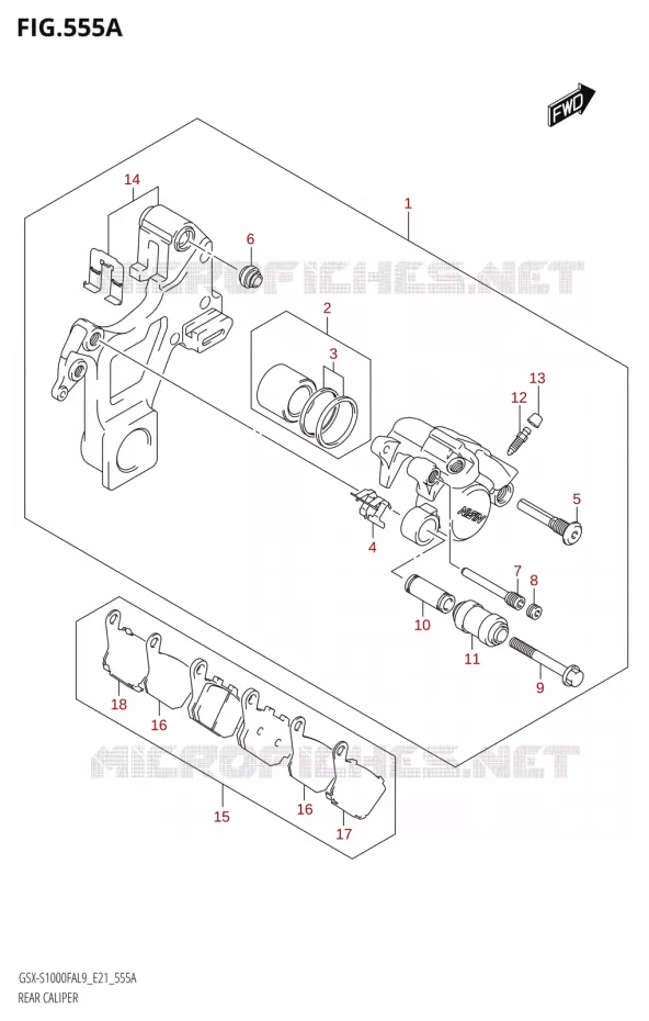 ETRIER DE FREIN ARRIERE Suzuki MOTO 1000 GSX-S 2019  GSX-S1000FAUF L9 (E21)