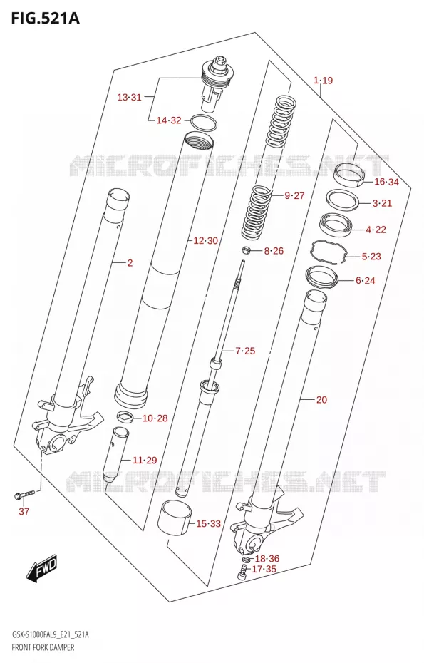 FOURCHE Suzuki MOTO 1000 GSX-S 2019  GSX-S1000FYA L9 (E21)