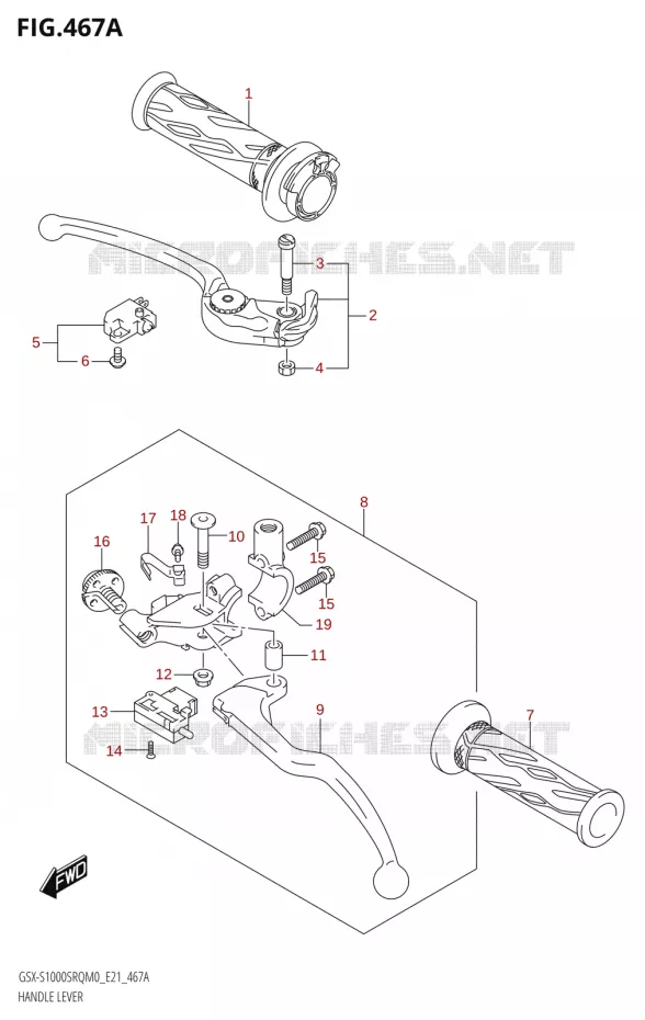 LEVIERS - POIGNEES Suzuki MOTO 1000 KATANA 2019  GSX-S1000SRQ L9 (E21)