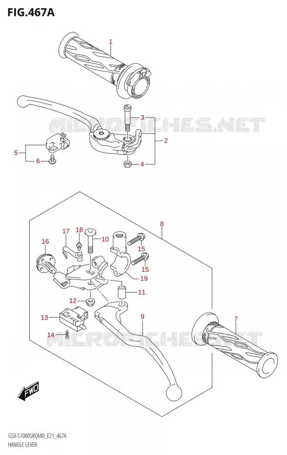 LEVIERS - POIGNEES Suzuki MOTO 1000 KATANA 2019  GSX-S1000STQ L9 (E21)