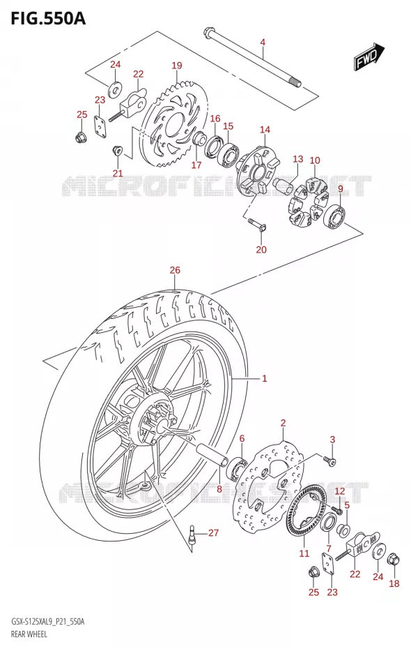 ROUE ARRIERE Suzuki MOTO 125 GSX-S 2019  GSX-S125XA L9 (P21)